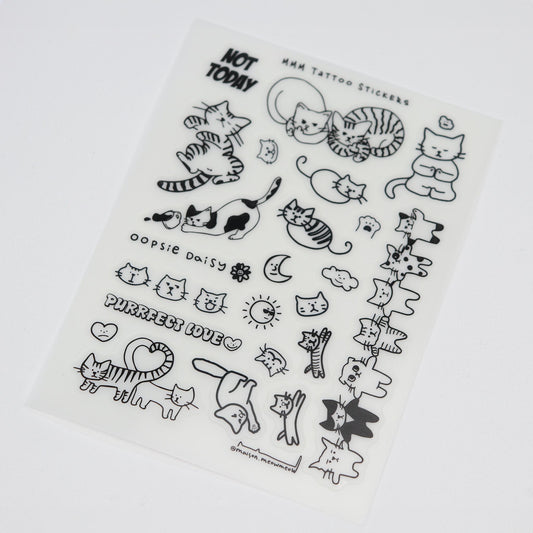 Cat Temporary Tattoo Stickers - Sheet B
