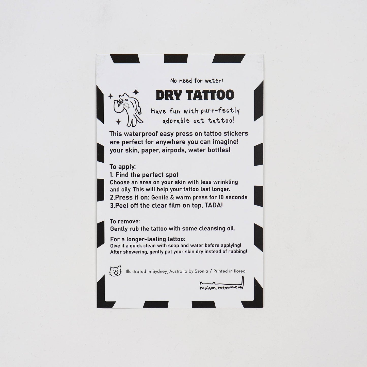 Cat Tattoo Stickers - Sheet C