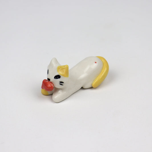 Handmade Ceramic Cat Chopstick Holder - Cat with Fish