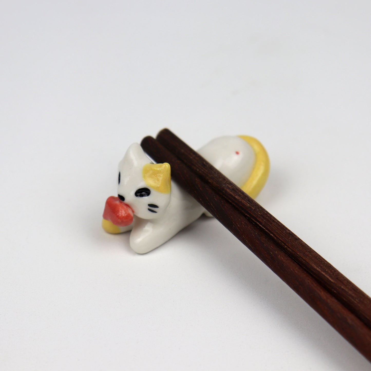 Handmade Ceramic Cat Chopstick Holder - Cat with Fish