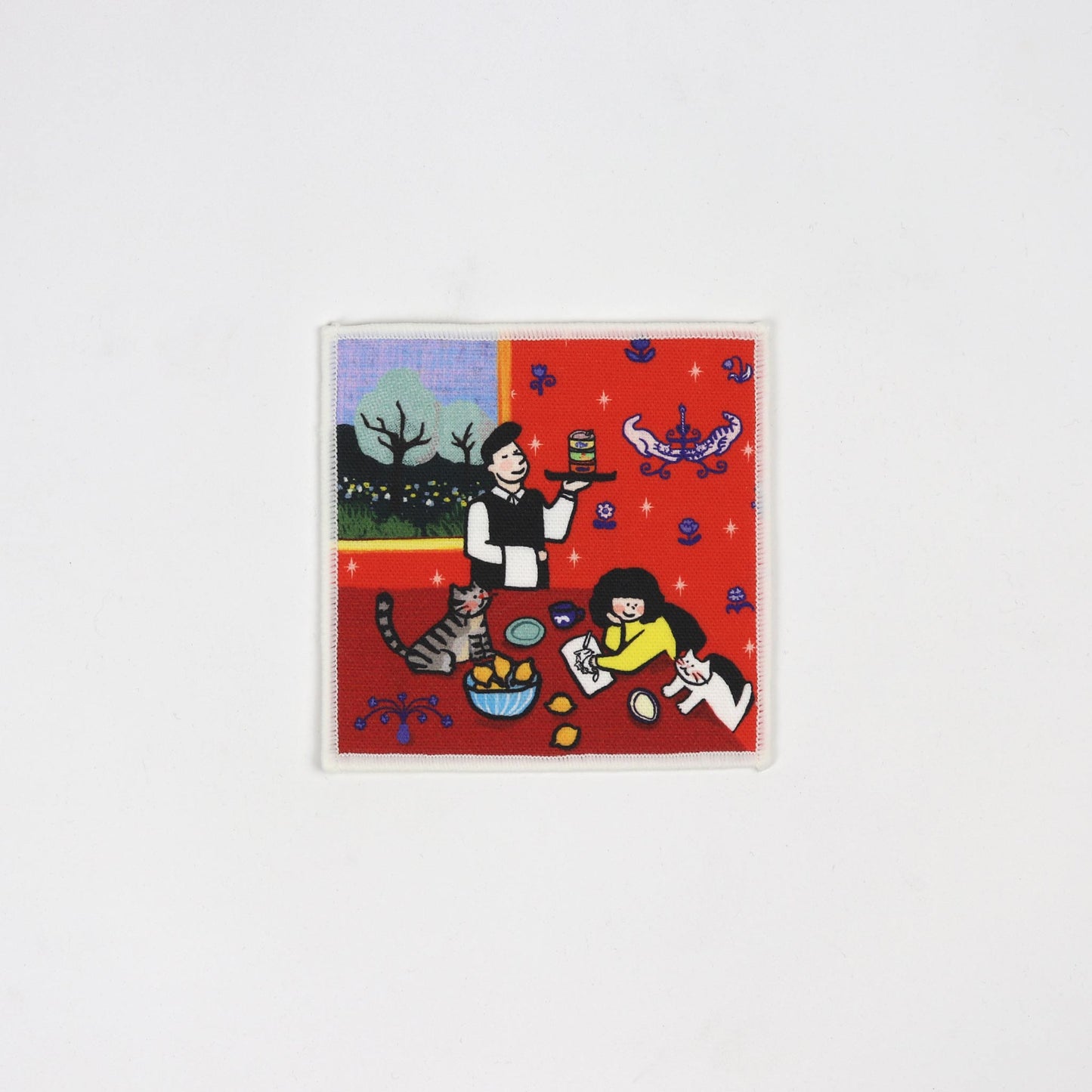 Harmony in Red Fabric Coaster