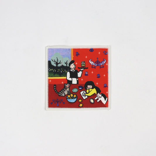 Harmony in Red Fabric Coaster