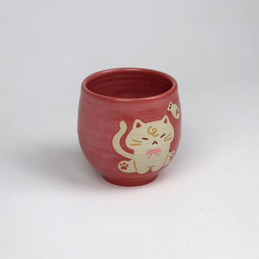 Cat Latte Mug - Pink with Cat Sitting