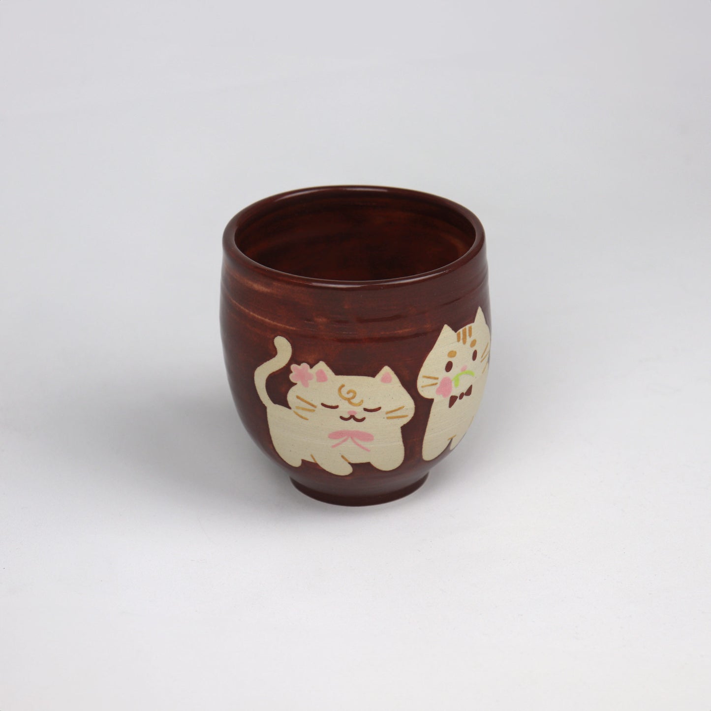 Cat Latte Mug - Brown with Two Cats