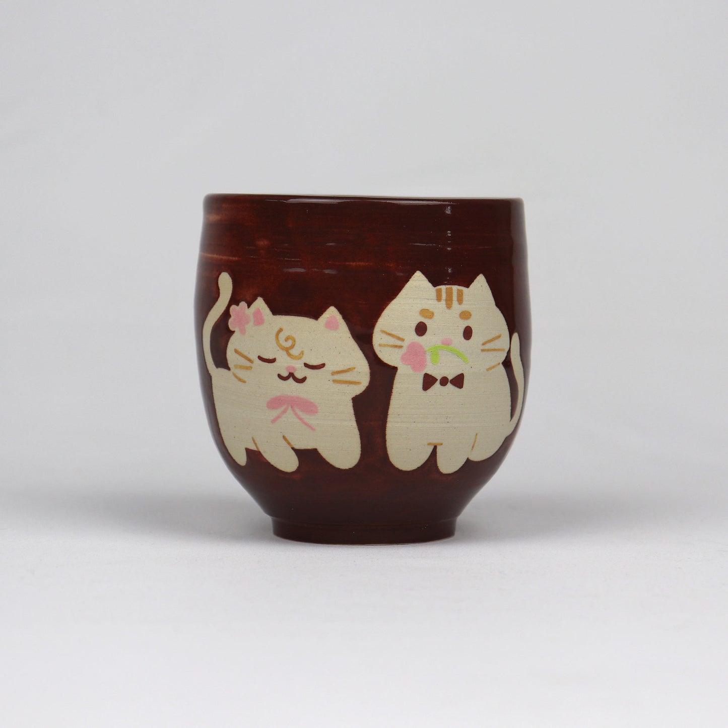 Cat Latte Mug - Brown with Two Cats