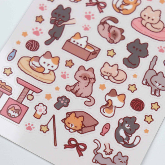 No.128 Playful Cats Sticker Sheet