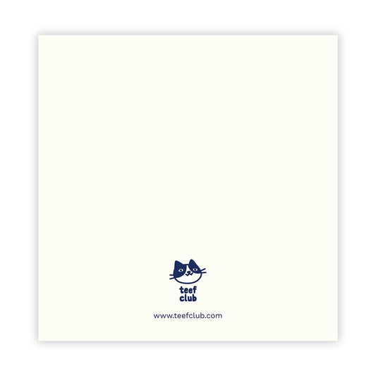 back of greeting card by teef club