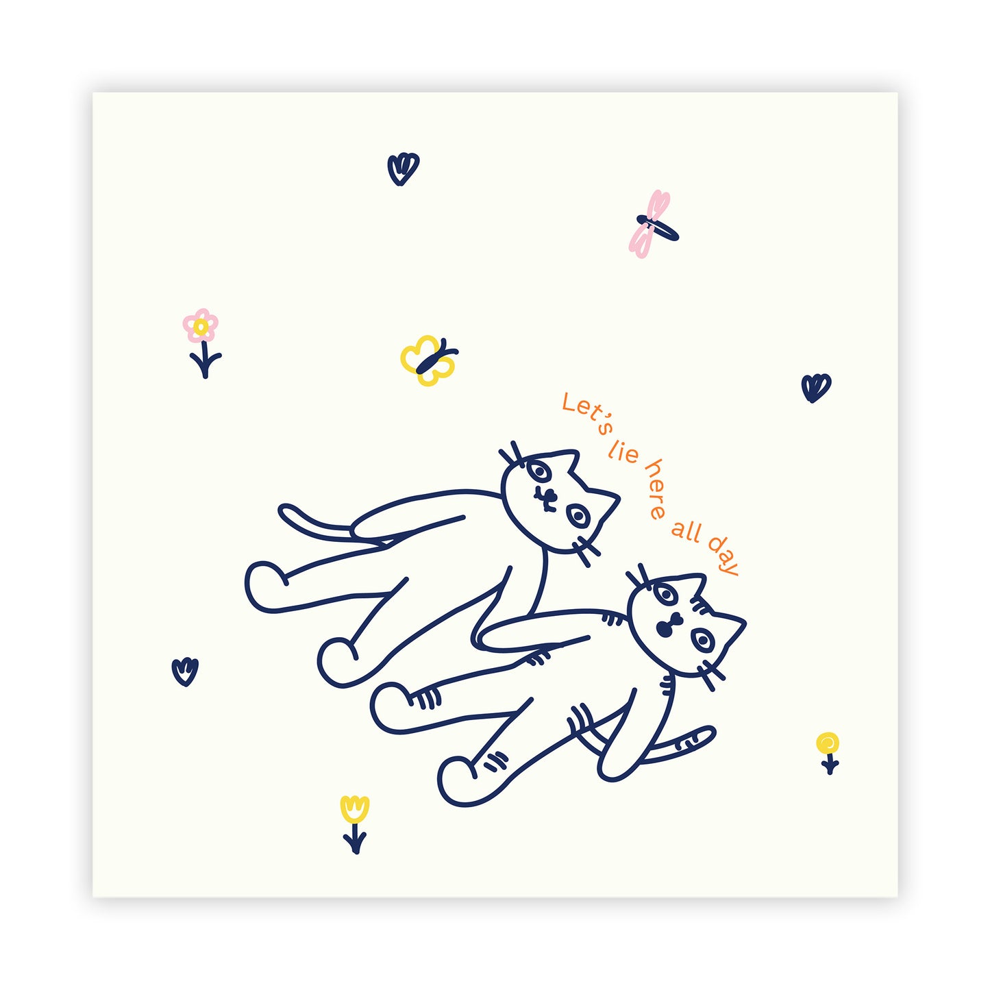 Cats Laying in Field Greeting Card Front