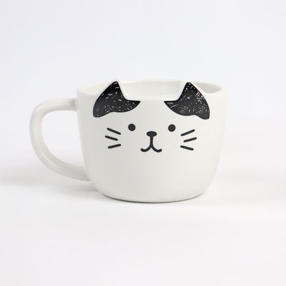 black and white cat cup