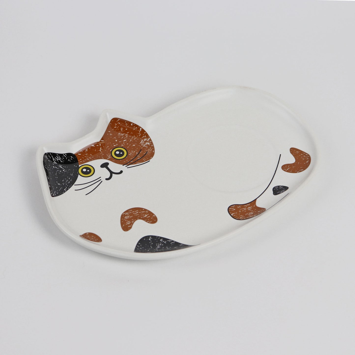 calico cat ceramic saucer