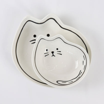 cat shaped bowl and plate set stacked