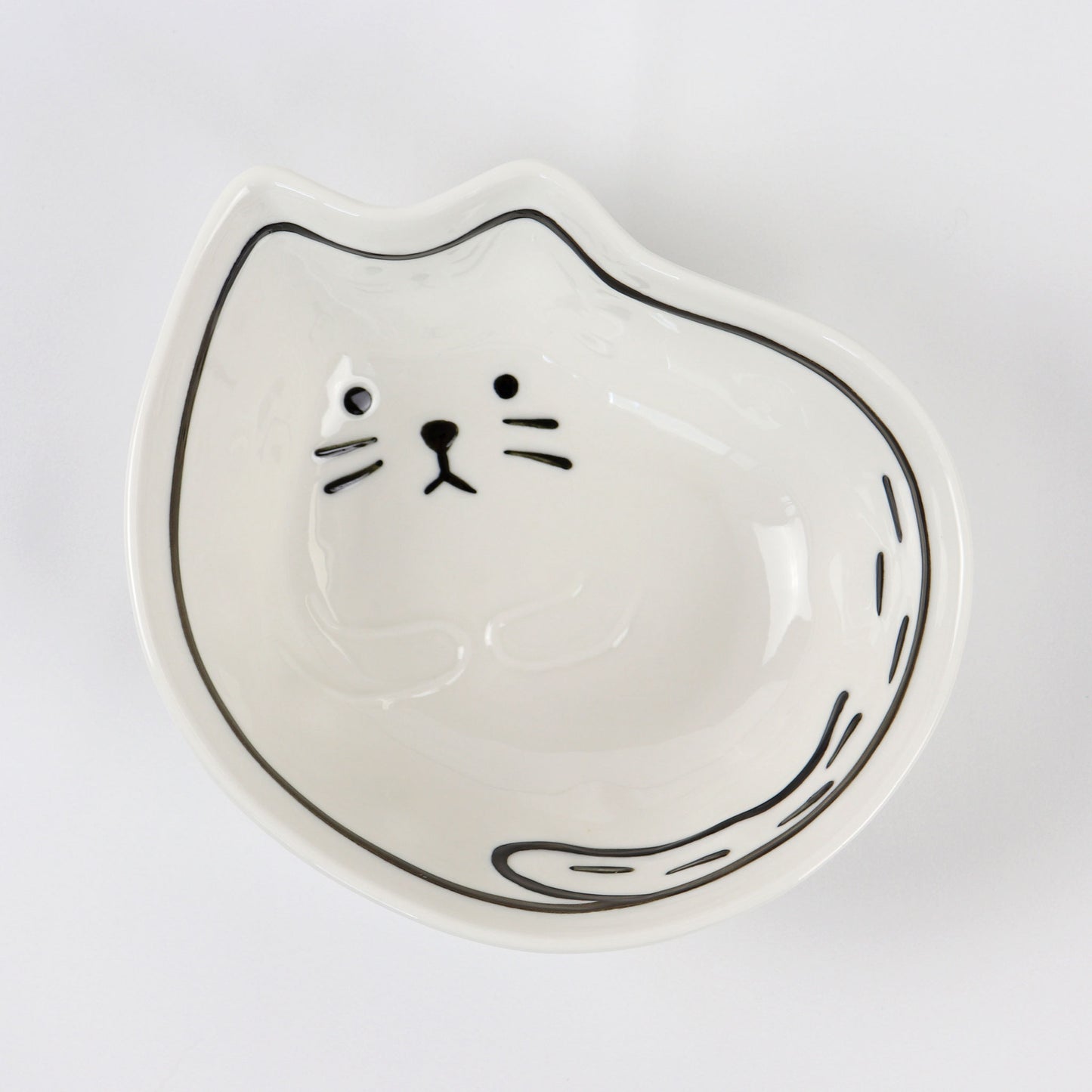 top view of cat shaped bowl