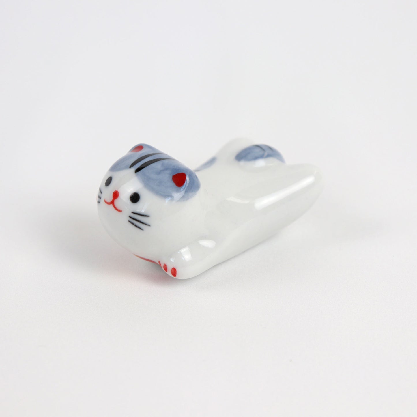 grey and white cat cute ceramic chopstick rest