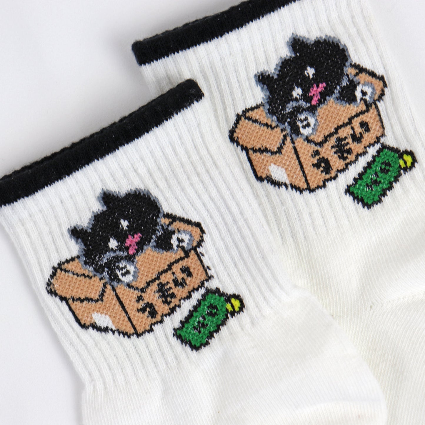 cat playing with money print on quarter ankle socks