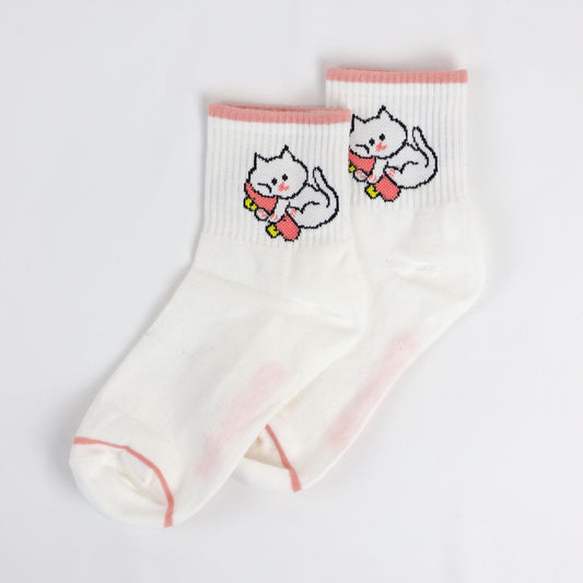 skateboarding cat quarter ankle socks