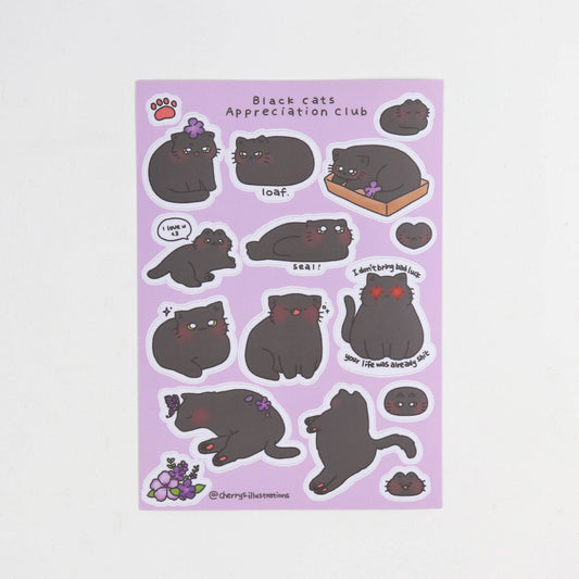 Black Cats Appreciation Club Sticker Sheet