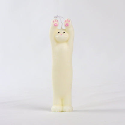 White Cat Under Arrest Candle