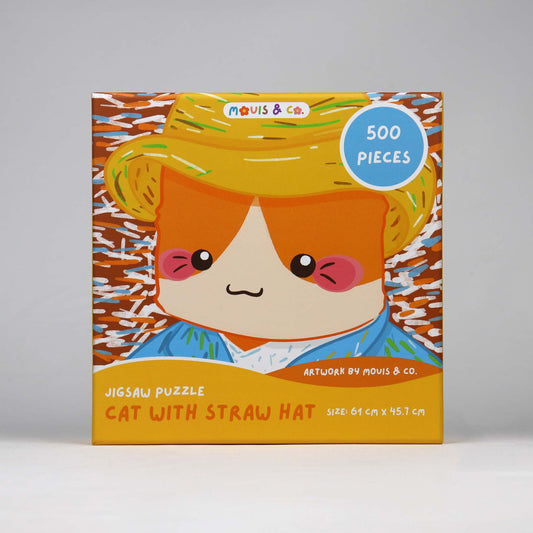 Cat with Straw Hat Jigsaw Puzzle