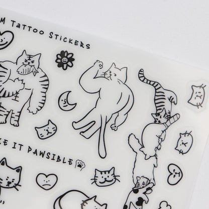 Cat Tattoo Stickers - Sheet A