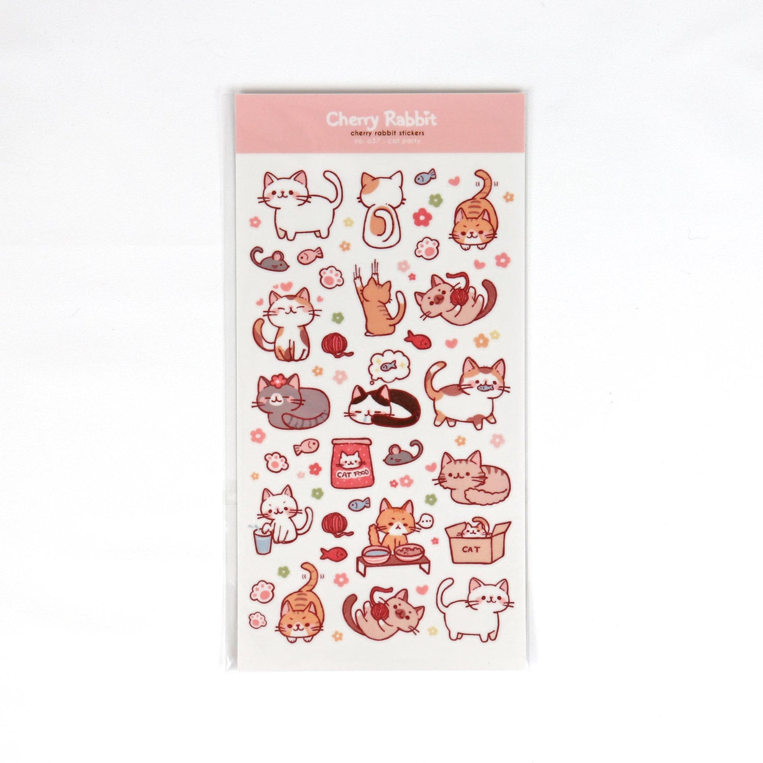 Sticker sheet of cheeky cat cartoon characters