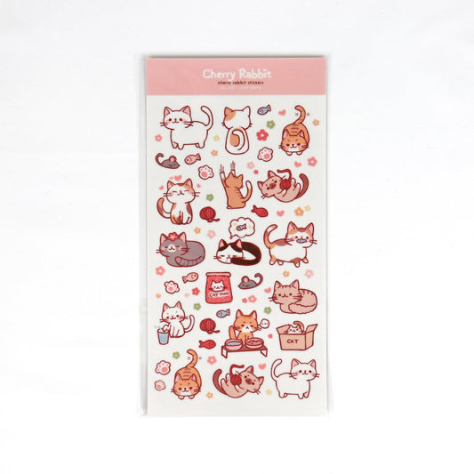 Sticker sheet of cheeky cat cartoon characters