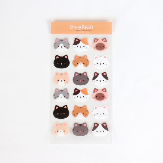 Sticker sheet of cute cat faces