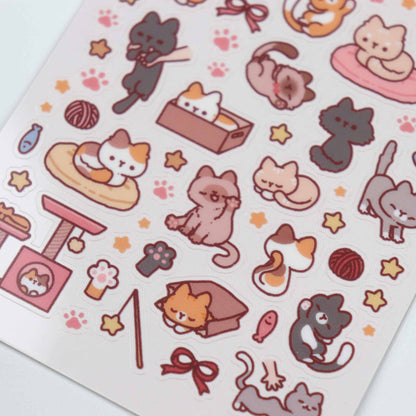 No.128 Playful Cats Sticker Sheet