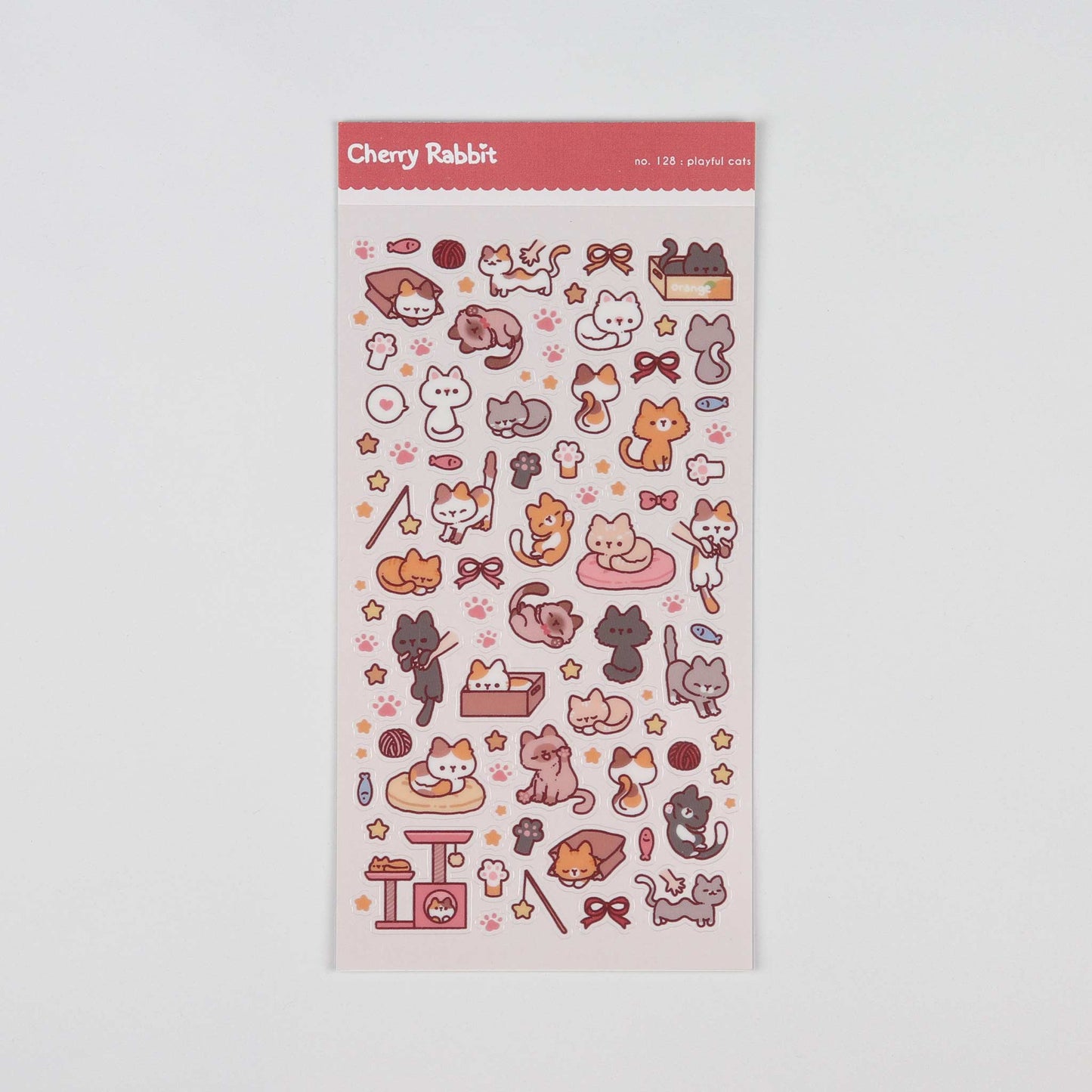 No.128 Playful Cats Sticker Sheet