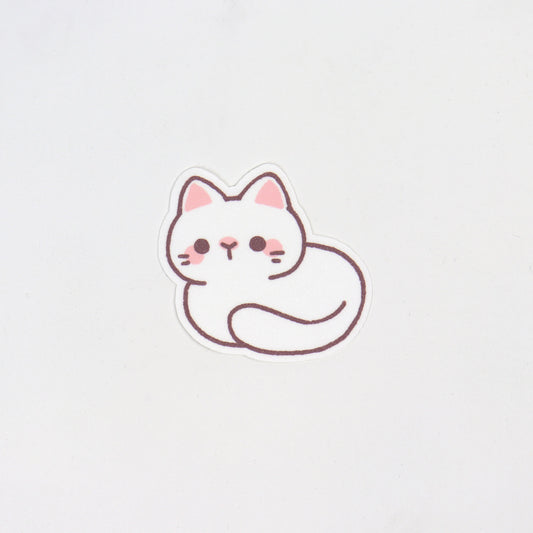 White Cat Loaf Sticker